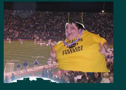 Fat Party Girl at a football game