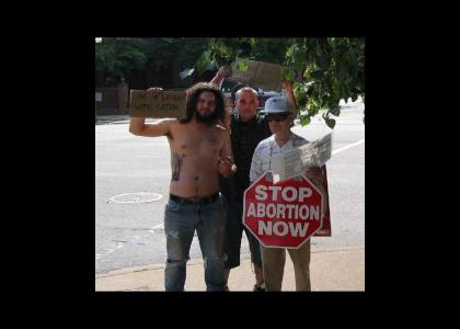 abortion protester having wonderful time
