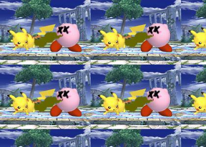 Kirby pwnd by Pikachu secret attack