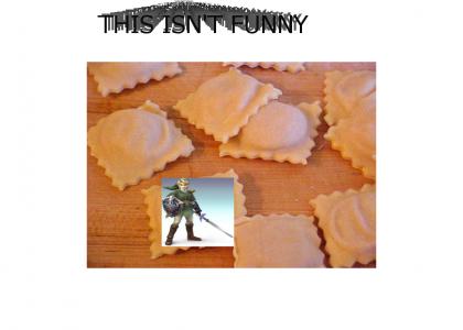 ravioli with a video game character over it