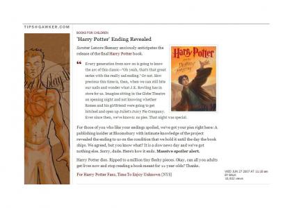 Spoiler - Harry Potter dies