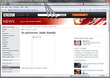 BBC posts Jade Goody's last pic