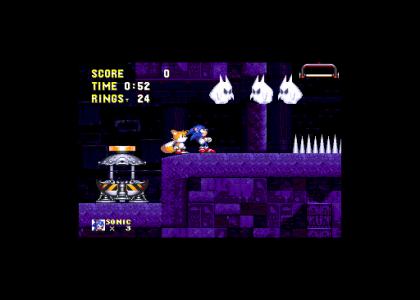 Sonic and Tails watch the ghosts plot.