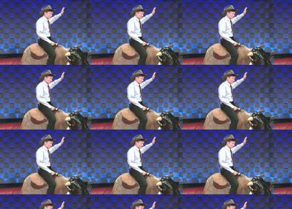 Conan rides a mechanical bull