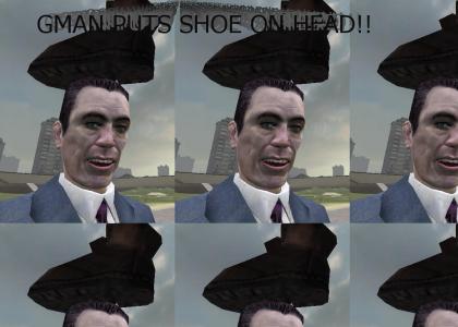 G-man puts shoe on head too!