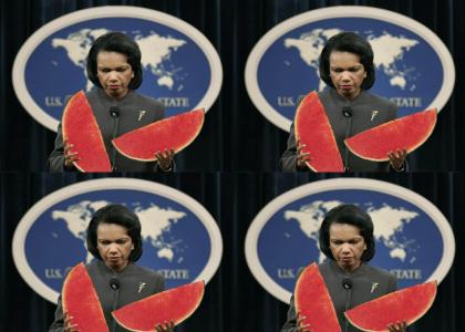 Condoleeza Rice likes her watermelon
