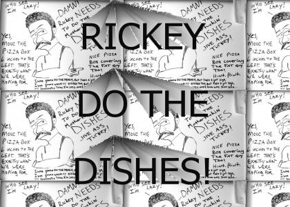 Rickey fails at doing the dishes.