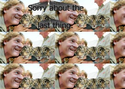 Steve Irwin and three baby tigers