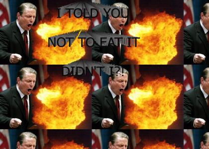 Al Gore eats a fire spirit