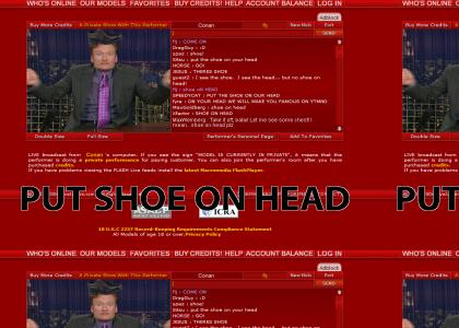 Conan Put Shoe on Head