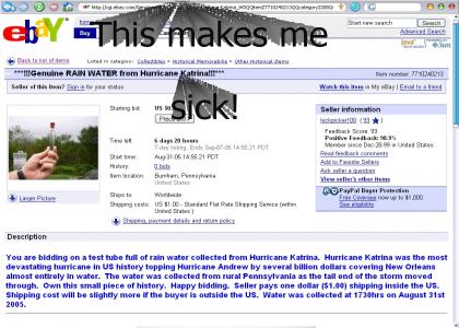 Hurricane Katrina  water on eBay!