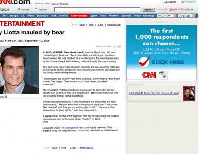 Ray Liotta Mauled By Bear (^O^)
