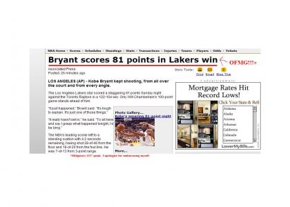 Kobe Bryant scores 81 points