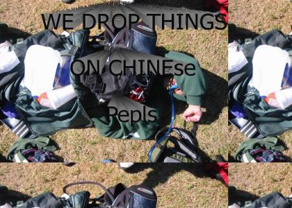 asian people are short....and tend to fall down...when people throw things on them