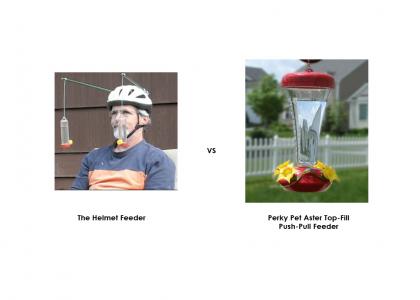 Birdfeeder Showdown: The Birdfeeder Helmet VS Perkey Pet Aster Hummingbird Feeder