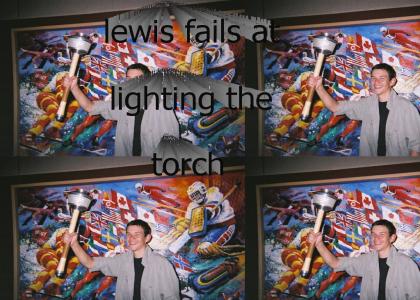 lewis fails at lighting the olympic torch