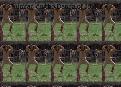 Numfar dances for joy