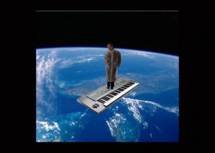 Bateman dances on a keyboard in space