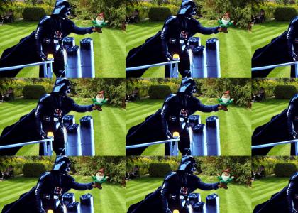 Darth Vader chooses a lawn orniment