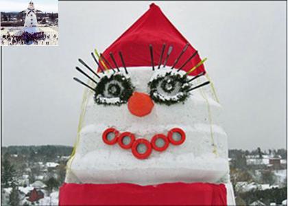 Giant Snowwoman stares into your soul