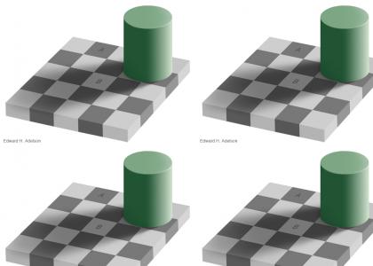 Squares A and B are the same color.