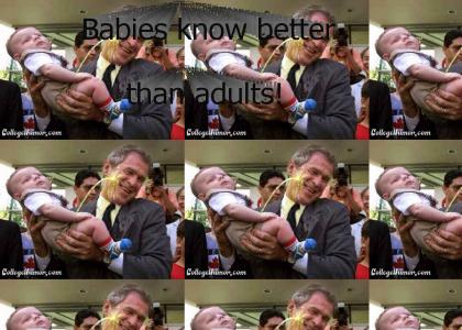 Baby takes the piss on Dubya