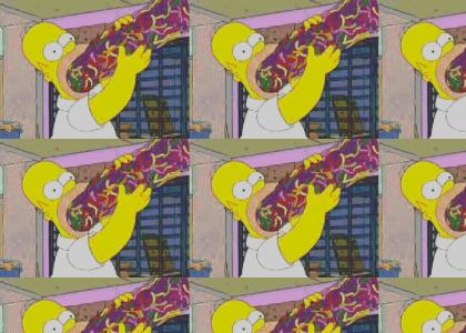 Homer eats never ending gummy worm