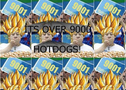 Vegeta secretly enters a hot dog eating contest