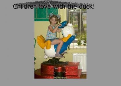 Children love with the duck...