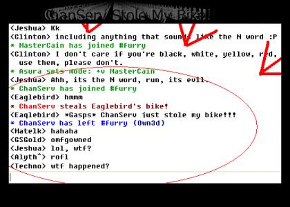 ChanServ stole my bike (fixed?)