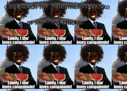 OBAMA SURE LOVES HIS FRIED CHICKEN AND WATERMELLON