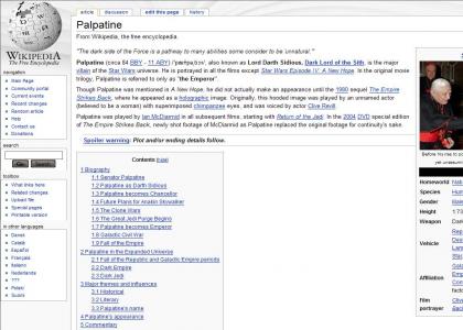 Palpatine on Wikipedia