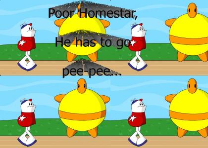 Homestar is going to wet his pants!