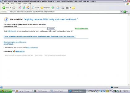 MSN Address Bar Search phails at Life