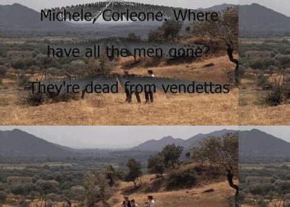 "Michele, Corleone. [Where have all the men gone? They're dead from vendettas. There are the names of the dead.]&a