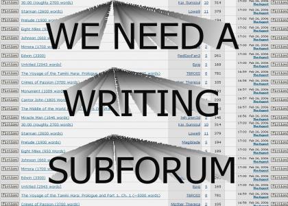 We need a writing subforum!