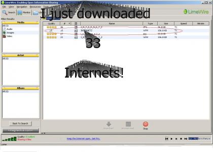 I downloaded 33 INTERNETS!!!