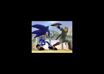 sonic vs link in brawl with geno music................