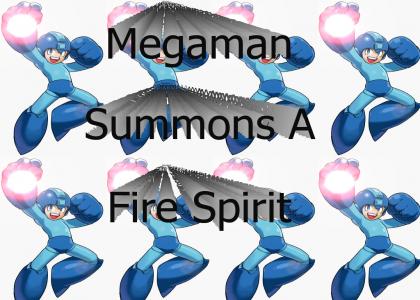 Megaman Summons a Fire Spirit