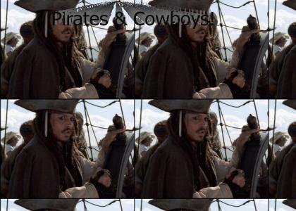 Johnney Depp in a movie with pirates and cowboys