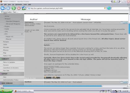 Space Cowboy Online delays...