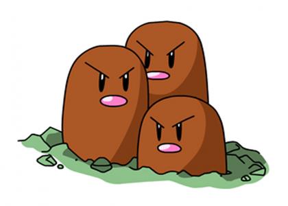 Dugtrio stares into your soul.