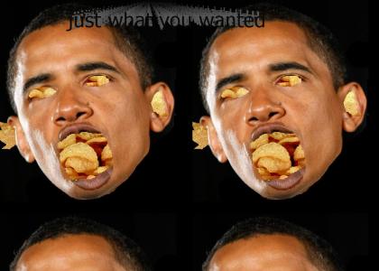 Obama's Head Filled with Pork Rinds