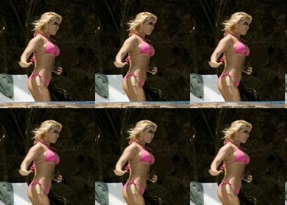 Jessica Simpson Running in a Bikini