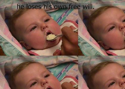 when a baby eats liquid cereal...