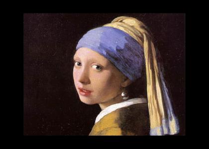 Girl with a pearl earring stares into your soul
