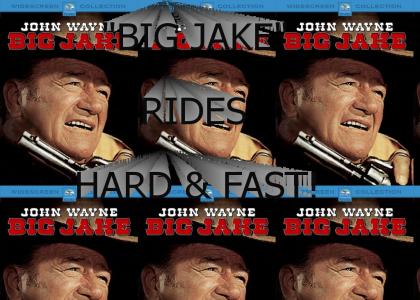 John Wayne rides hard and fast.