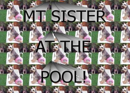 my sister at the pool