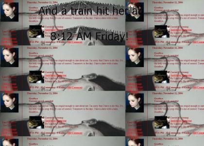 NEW Emo MySpace GIRL suicide by TRAIN!