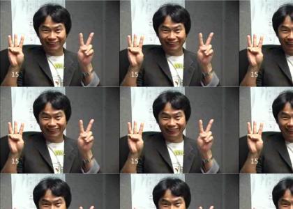 Miyamoto's throwing up gang signs